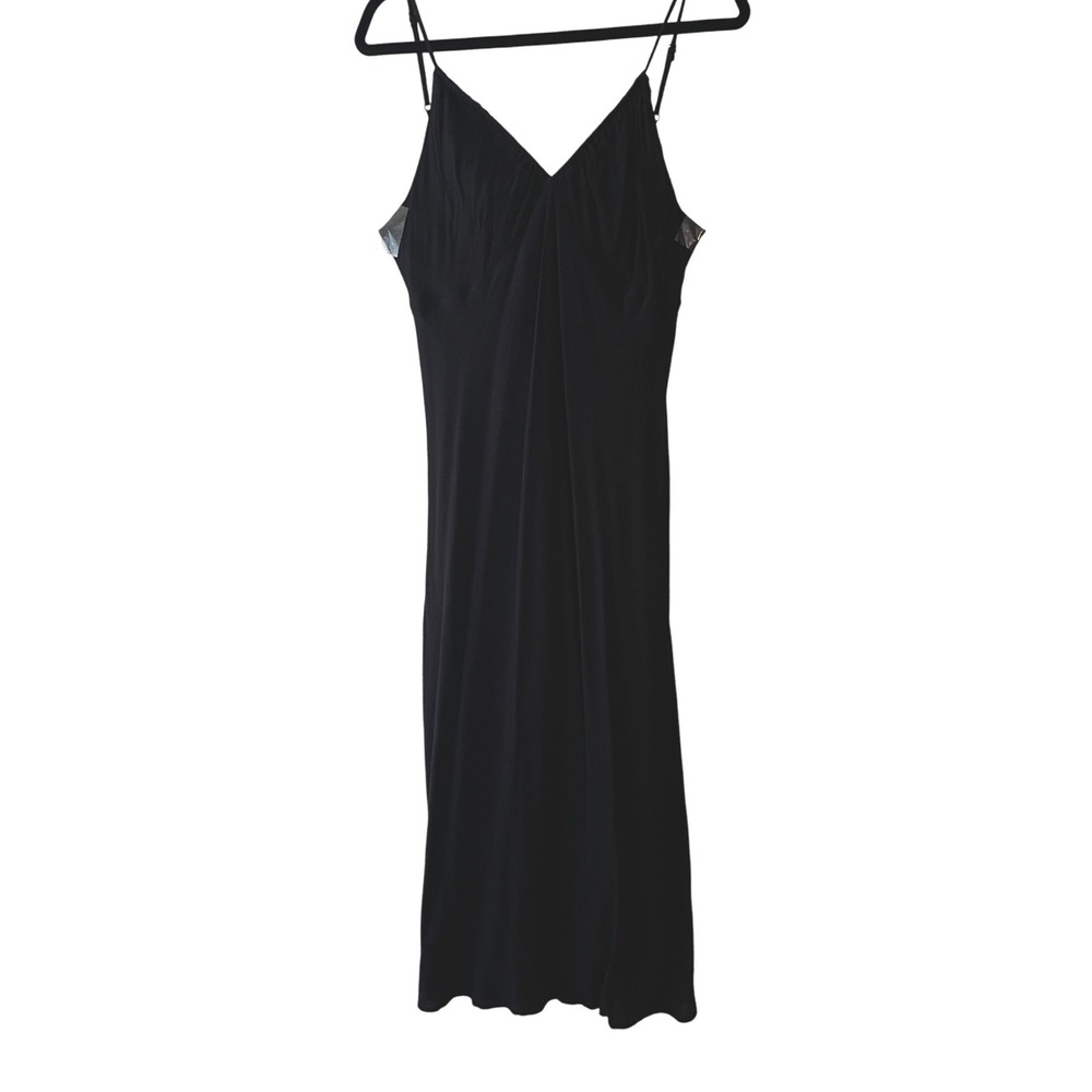 Wild Fable Black Midi Slip Dress Tie Cutout Back Spaghetti Strap Goth Y2K L